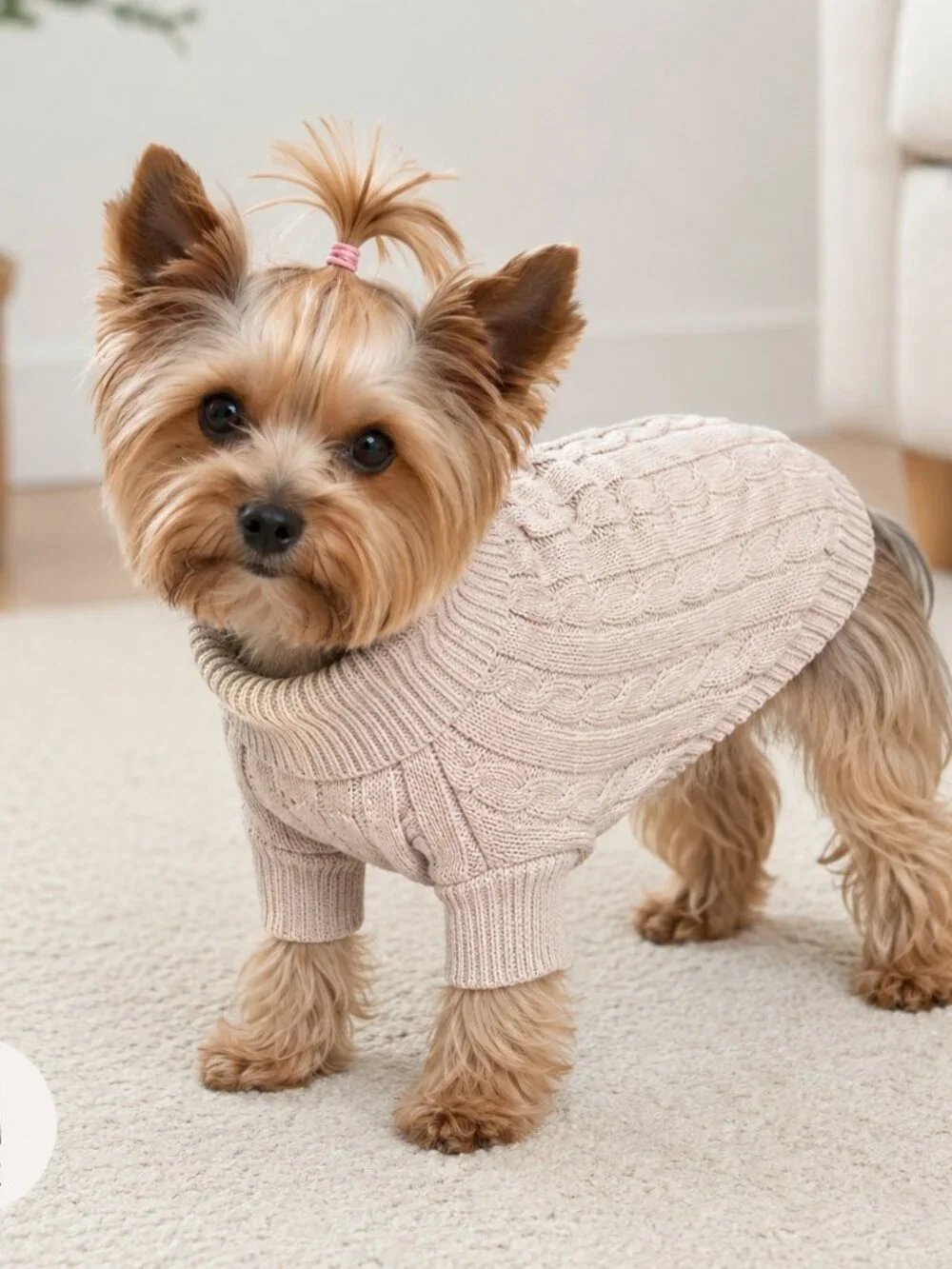 Doggie Desin 100% Pure Combed Cotton Oatmeal Cable Knit Dog Sweater Size M NWT